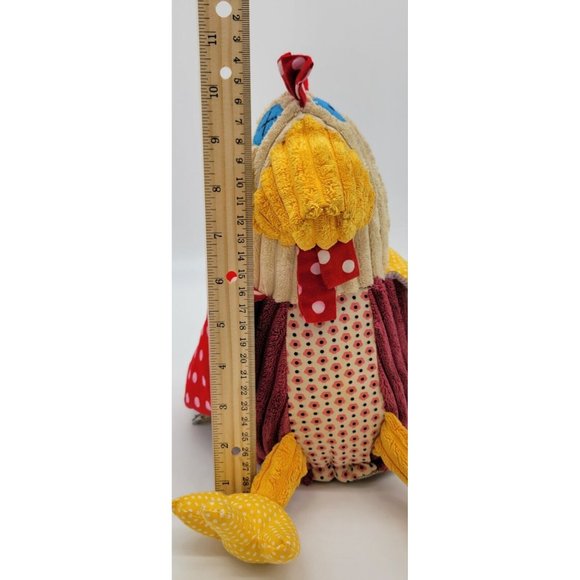 Original Les Deglingos Chicken Hen Plush  11" Red Yellow Pink Blue - Picture 8 of 11